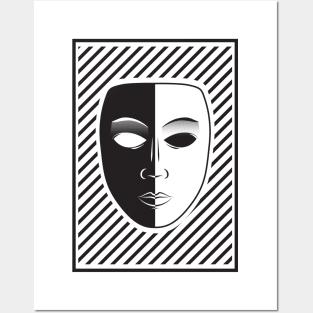 Black and White Mask Posters and Art